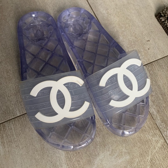 chanel flip flops clear